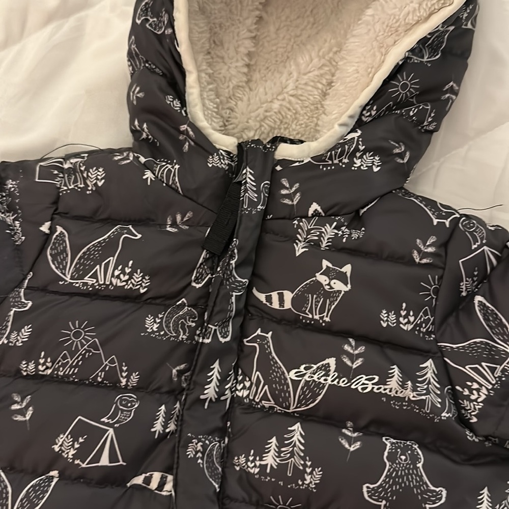 Eddie Bauer infant down snowsuit 3 months gray smoke